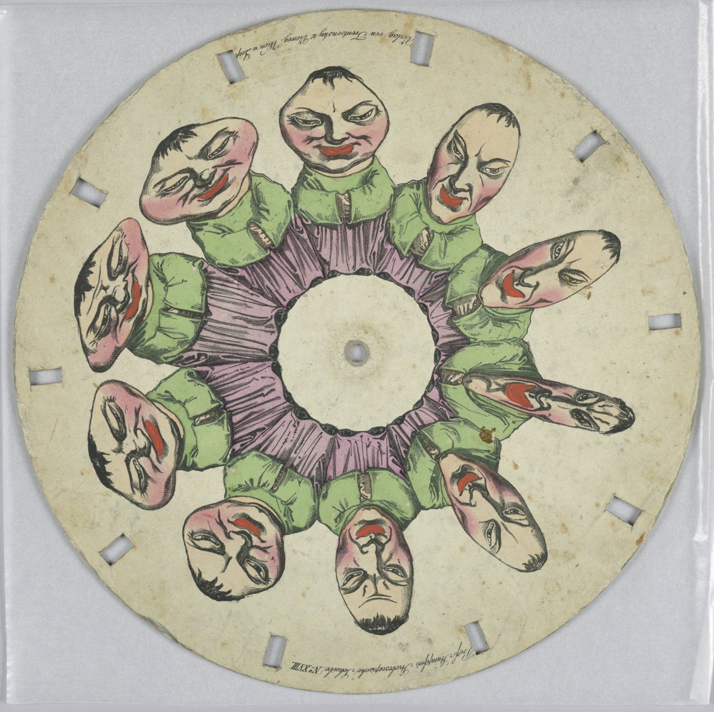 Диск для фенакистископа с меняющимся лицом, 1833 год