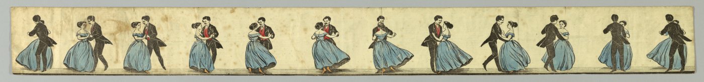 Лента для зоотропа с танцующей парой, около 1860 года
